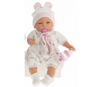 Munecas Antonio Juan Кукла-малыш София в розовом, мягконабивная, плач 37 см