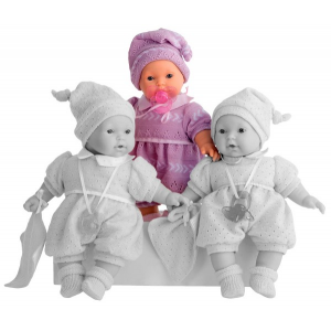 Munecas Antonio Juan 1107V Кукла-младенец Ким в фиолетовом, плачущая мягконабивная 27 см