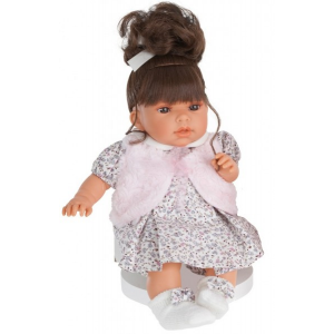 Munecas Antonio Juan 1557W Кукла-малыш Лучия в белом 37 см, мягконабивная, озвученная