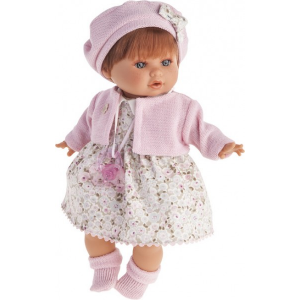 Munecas Antonio Juan Кукла-малыш Кристиана в розовом, мягконабивная, плач 30 см