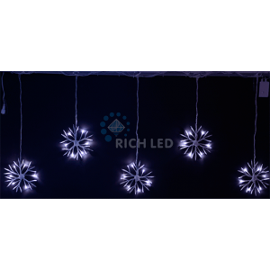 Бахрома световая (3x0.7 м) RichLED Гирлянда с насадками ( м) RL-PSF3*0.7C-W/W