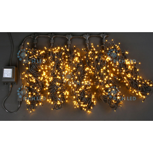 Rich LED RL-S5*20-B/Y Уличная светодиодная гирлянда Спайдер, 5 нитей по 20 м, желтый, пост свечение, провод черный
