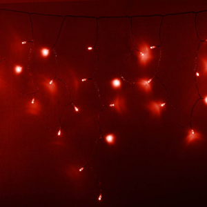 Гирлянда Айсикл (бахрома) светодиодный, 2,4 х 0,6 м, провод, 230 В, диоды красные, 88 LED Neon-Night 255-052