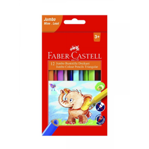 Карандаши цветные Faber-Castell Jumbo 12 цветн, трехгран, заточен, с точилкой 116501