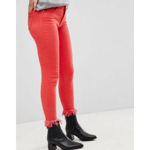 Цветные женские джинсы скинни с необработанным низом Only Красные