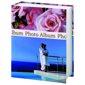 Фотоальбом BRAUBERG на 300+4 фотографии 10х15 см, твердая обложка, Романтика, голубой с розовым 390675