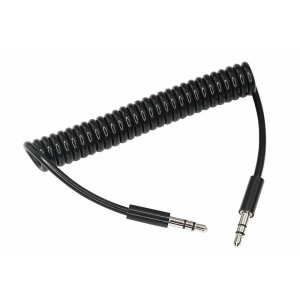 Аудиокабель AUX 3.5 мм шнур спираль 1 м черный, 10шт, REXANT, 18-4010