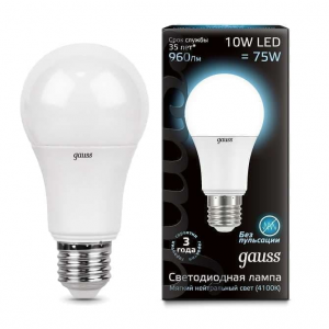 Лампа GAUSS LED 10 W E 27 4100 K с функцией ступенчатого диммирования 102502210-S