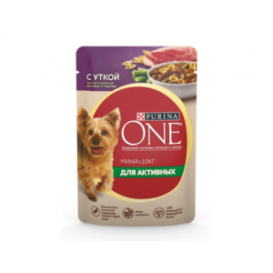 Корм для собак Purina One с уткой пастой и зеленой фасолью в подливе Nestle