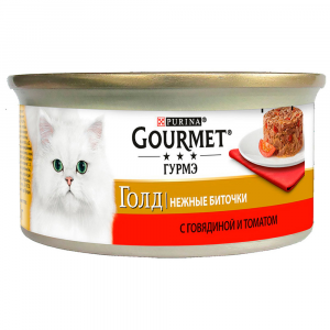 Консервы для кошек "Gourmet Gold" нежные биточки с говядиной и томатом