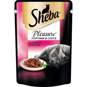 Влажный корм для кошек Sheba Pleasure ломтики из говядины и кролика в соусе