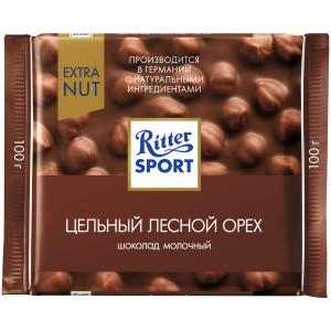 Шоколад Ritter Sport Extra Nut молочный цельный лесной орех