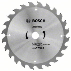 Круг пильный Bosch ECO, по дереву, 190x20/16-24T 2608644375