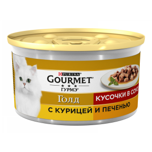 Консервы для кошек Gourmet Gold, курица, мясо, печень, 85г