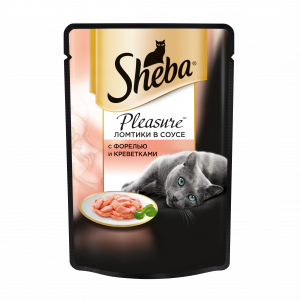 Влажный корм для кошек Sheba Pleasure ломтики из форели и креветок в соусе