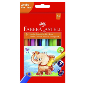 Карандаши цветные Faber-Castell Jumbo 24 цветн, трехгран, заточен, с точилкой 116524