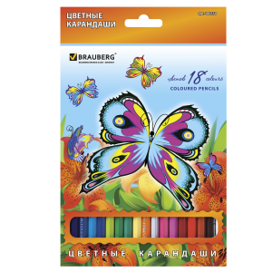 Brauberg Набор цветных карандашей Wonderful Butterfly 18 цветов