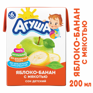 Сок Агуша "Яблоко-Банан", с 6 месяцев
