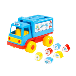 Развивающая игрушка Полесье Смурфики Грузовичок логический № 2 с 6 кубиками