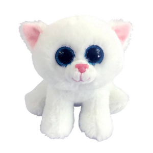 Мягкая игрушка ABtoys Котенок белый с голубыми глазками 15 см