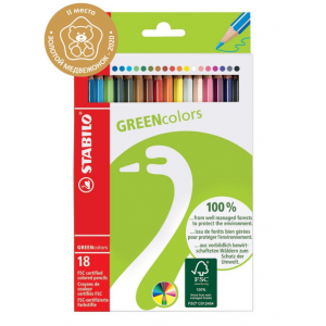 Цветные карандаши экологичные STABILO GREENcolors, 18 цветов