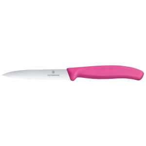 Нож для овощей Victorinox "SwissClassic", с серрейторной заточкой, цвет: розовый, длина лезвия 10 см 6.7736.L5
