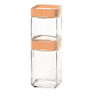 Набор контейнеров для сыпучих продуктов "Glasslock", цвет: персиковый, 2 шт IG-593/A
