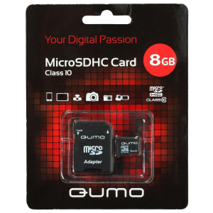Карта памяти Micro SDHC 8Gb class 10 QUMO QM8GMICSDHC10