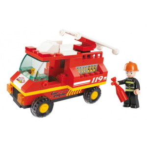 SLUBAN Конструктор пластиковый Пожарная машина, 74 детали