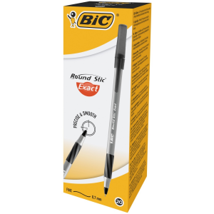 Шариковая ручка Bic Round Stic Exact черная, 0,7мм, грип 918542