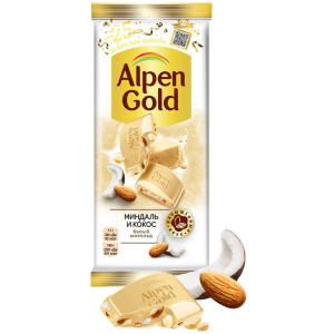 Alpen Gold шоколад белый с миндалем и кокосовой стружкой