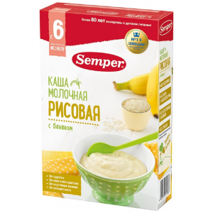 Каша Semper Молочная рисовая с бананом (с 6 месяцев)
