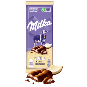 Шоколад Milka Bubbles Молочный пористый с кокосовой начинкой