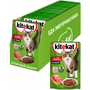Влажный корм для кошек Kitekat с говядиной в желе