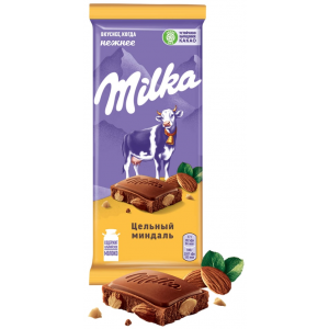 Шоколад Milka молочный с цельным миндалем
