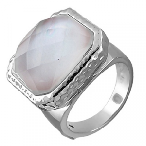 Кольцо с рубином, перламутром и кристаллом swarovski из серебра Эстет