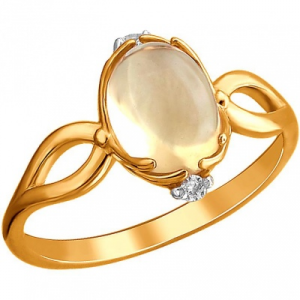 Кольцо с цитрином и фианитами из красного золота Эстет