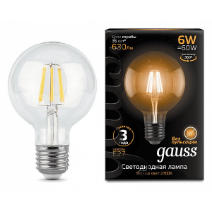 Лампа светодиодная Gauss LED Filament E27 150-265В 6Вт 2700K 105802106