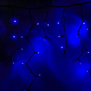 Гирлянда Айсикл (бахрома) светодиодный, 5,6 х 0,9 м, с эффектом мерцания,черный провод "КАУЧУК", 230 В, диоды синие, 240
