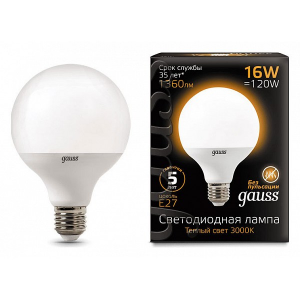 Лампа светодиодная Gauss LED G95 E27 150-265В 16Вт 3000K 105102116