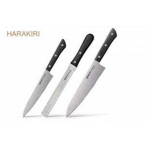 Набор из 3 кухонных стальных ножей "Samura HARAKIRI" SHR-0230B/K