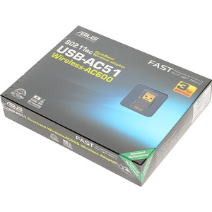 Сетевая карта ASUS USB-AC51 802.11ac (433/150Mbps) 2,4ГГц и 5ГГц USB2.0