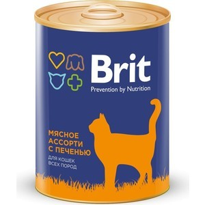 Консервы Brit Premium Cat Beef&Liver мясное ассорти с печенью для взрослых кошек