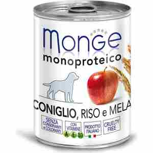 Консервы Monge "Dog Monoproteico Fruits", для собак, паштет из кролика с рисом и яблоками
