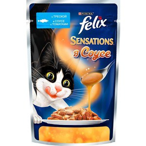Корм для кошек Felix Sensations с треской в соусе с томатами Nestle