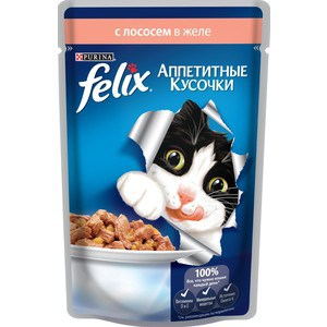 Корм для кошек Felix Аппетитные кусочки с лососем в желе Nestle