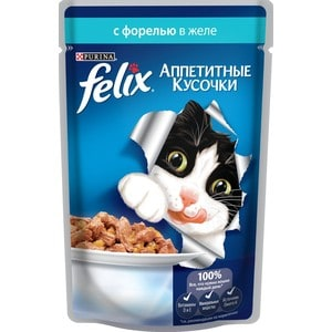 Корм для кошек Felix Аппетитные кусочки с форелью в желе Nestle
