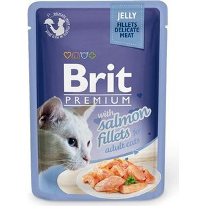 Паучи Brit Premium JELLY with Salmon Fillets for Adult Cats кусочки в желе с филе лосося для взрослых кошек 85г (518487)