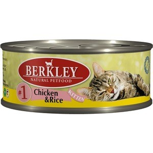 Консервы Berkley Kitten Chicken&Rice № 1 с курицей и рисом для котят 100г (75100)