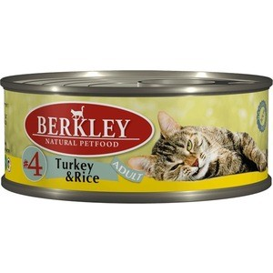 Консервы Berkley Adult Turkey&Rice 4 с индейкой и рисом для взрослых кошек